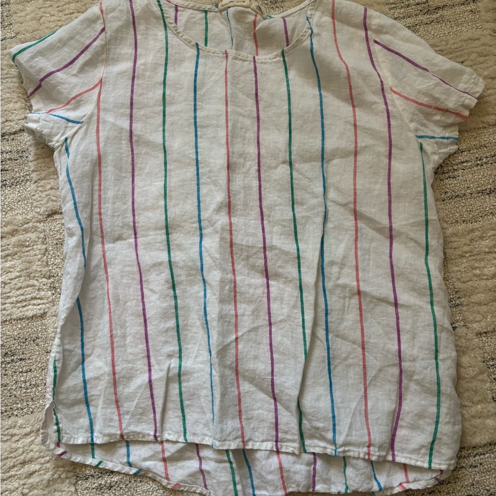 Striped Women”s Linen Top- Multicolor